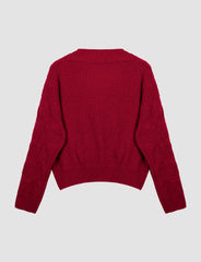 Red Bow Knitted Sweater Cardigan