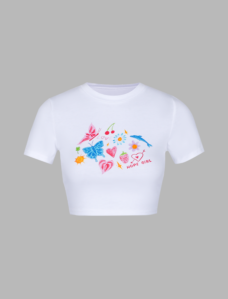 Butterfly Dolphin Pattern Short Sleeve Top