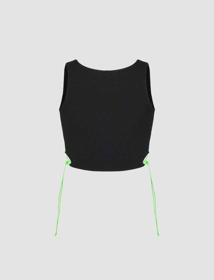 Black Side Tie Camisole Tank Top For