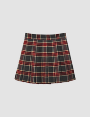 Red Plaid Pleated Skirt