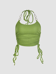 Solid Drawstring Ruched Tank Top