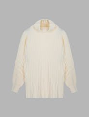 Beige Turtleneck Knitted Sweater