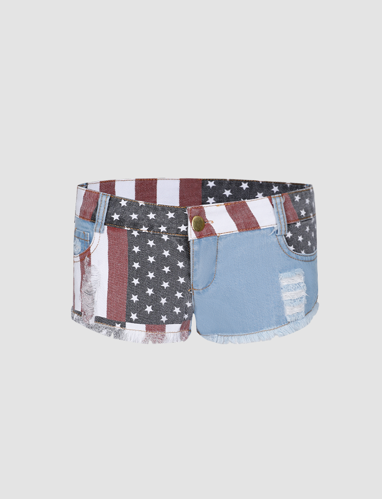 Low Waist Flags Shorts