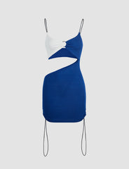 Colorblock  Cutout Ruched Cami Dress