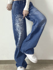 Heart Printed High Waisted Jeans