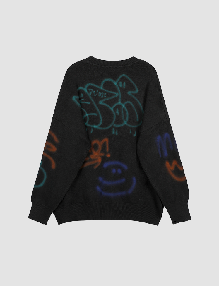 Black Dinosaur Graffiti Print Sweatshirt