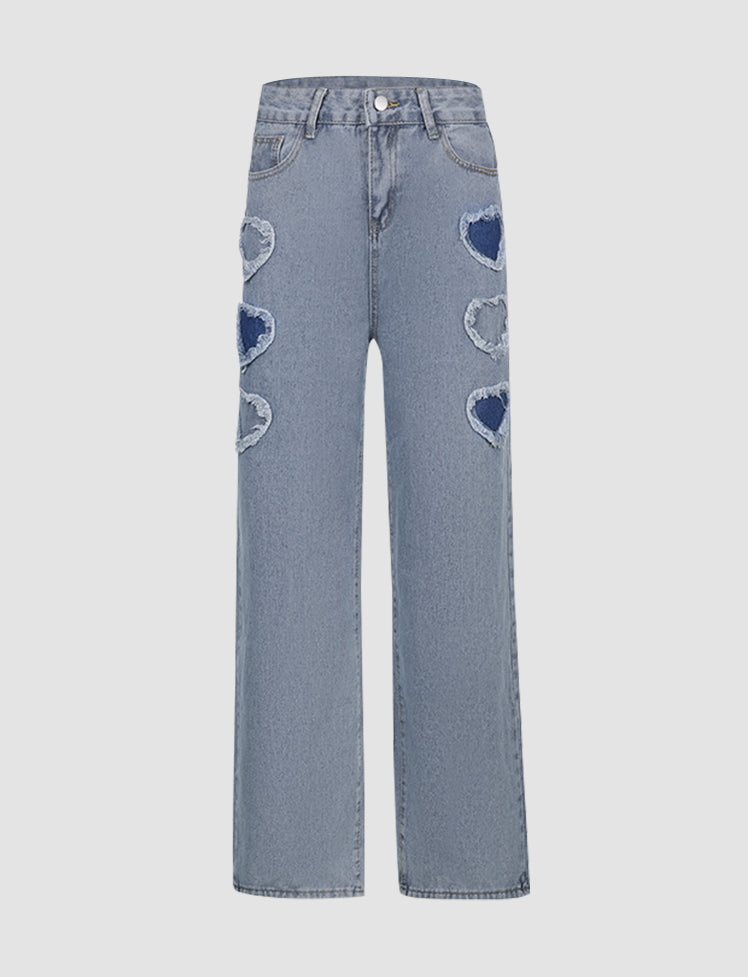 Heart Binding Denim High Waist Bottom