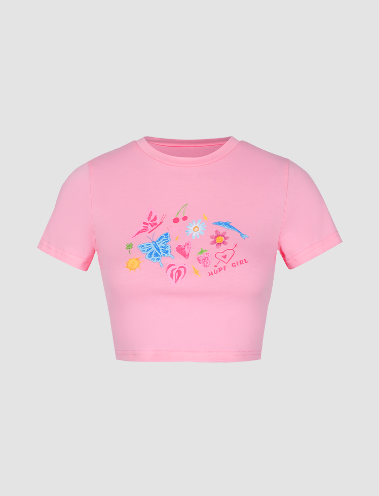 Butterfly Dolphin Pattern Short Sleeve Top