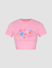 Butterfly Dolphin Pattern Short Sleeve Top