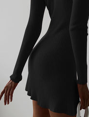 Slim White Long Sleeve Knit Dress