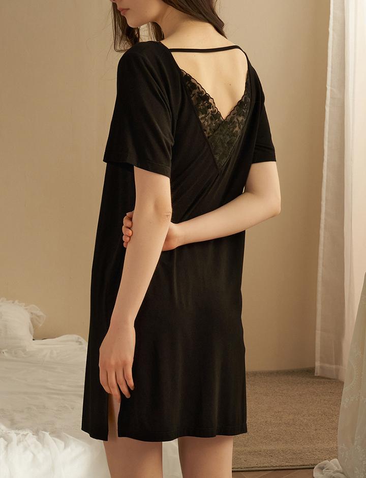 Lace Backless Crossover Loose Home Dress