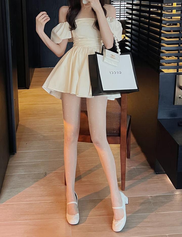 Off Shoulder Puff Sleeve Date Short Dress