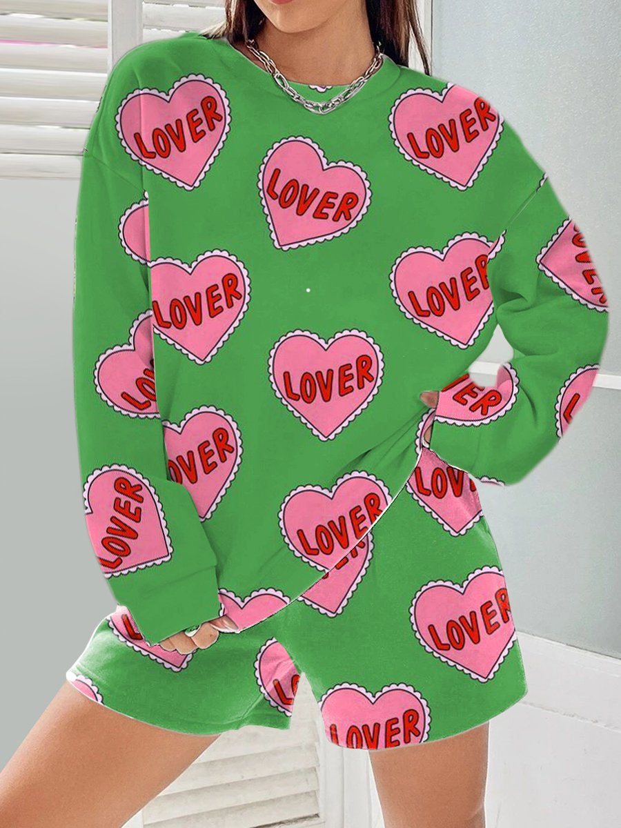 Lover Round Neck Sweatshirt & Shorts