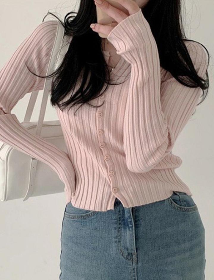 Solid Color Button Up Knit Top