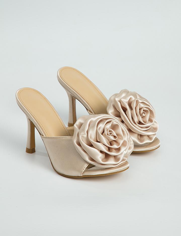 Flower Decor Point Toe Mule Sandals