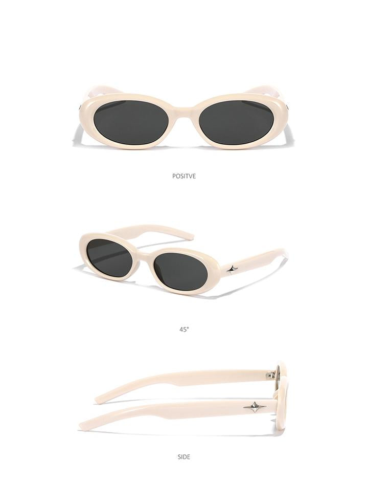 Star Embellish Chunky Oval Frame Sunglasses