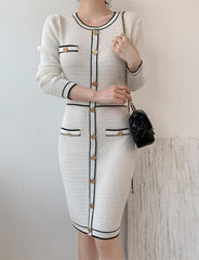 French Ladies Slim Knit Dress