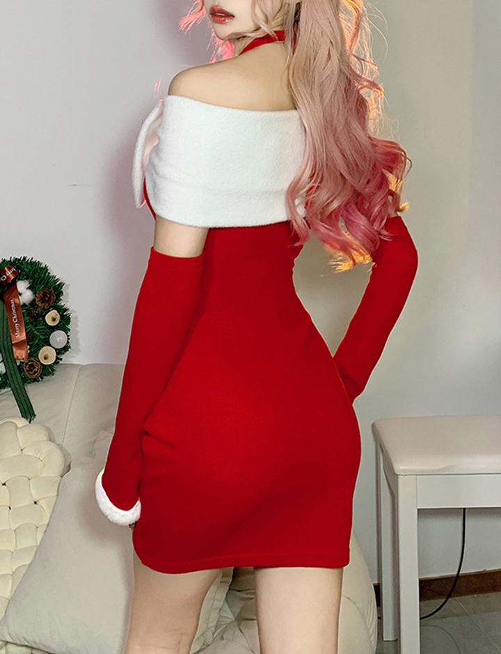 Christmas Bow Halter Neck Dress