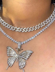 Double Layer Large Butterfly Necklace