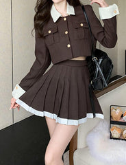 Lapel Short Coat Skirt Two Piece Co Ord Sets