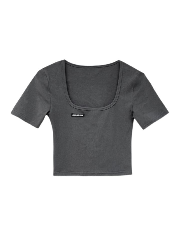 Square Neck Slim Fit Cropped T-shirt