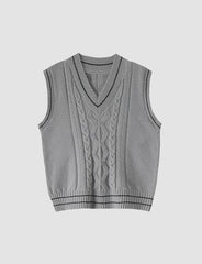 Preppy Sweater Vest Knit Vest Shirt Two-Piece Set
