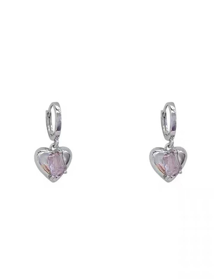 Sweet and Cool Pink Heart Earrings
