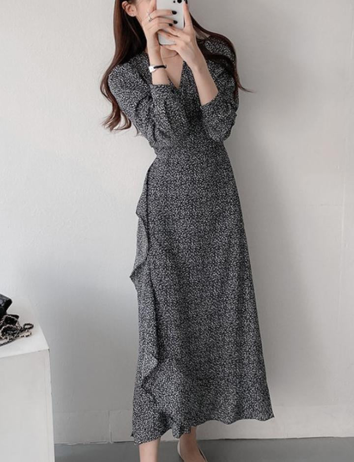 One Piece Tie Waist Mid Length Dress