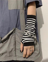 Striped Long Finger Sleeves