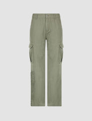 High Waist Slim Retro Pocket Cargo Casual Trousers