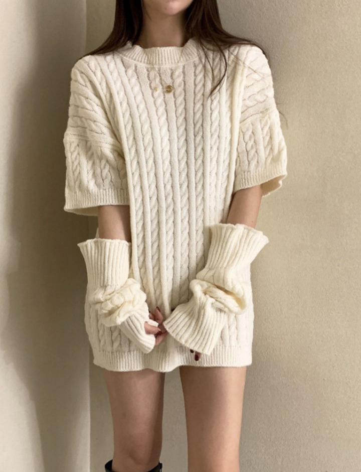 Loose Waist Knit Sweater Dress With Belt