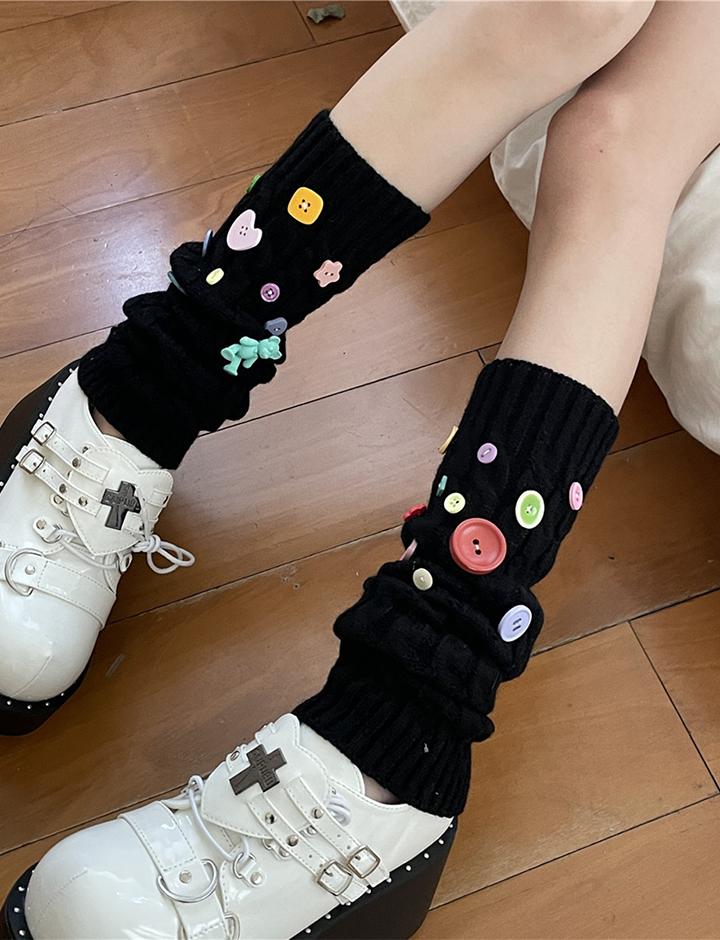 Colorful Button Decor Socks