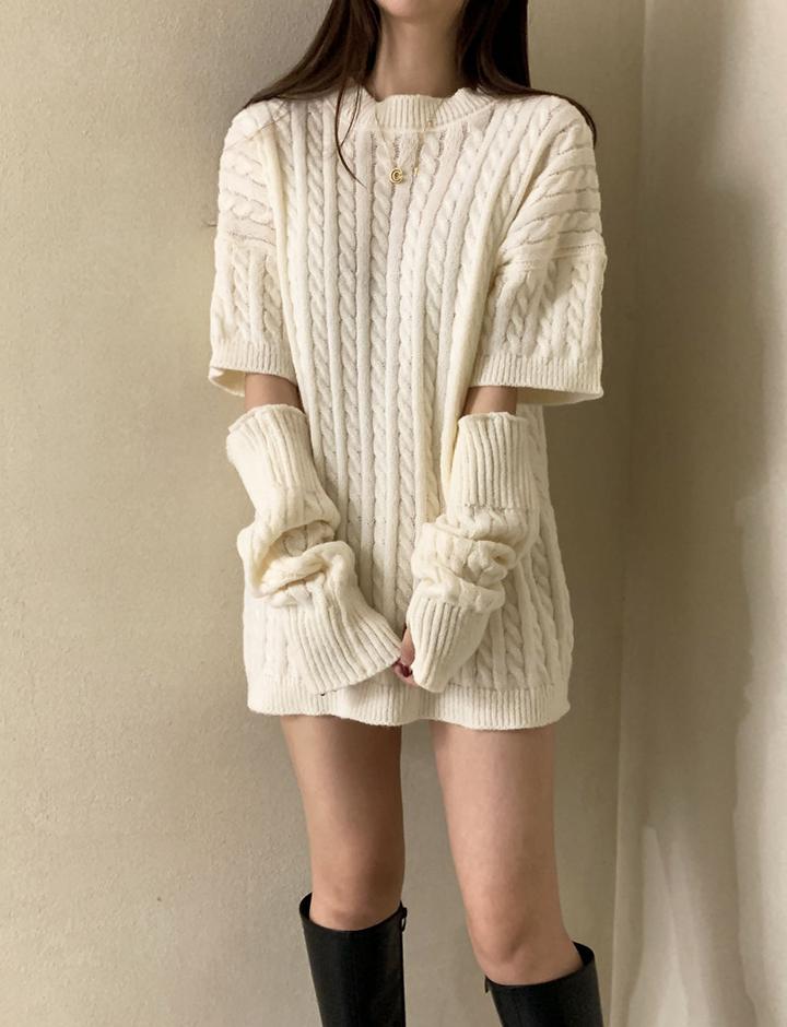 Loose Waist Knit Sweater Dress With Belt