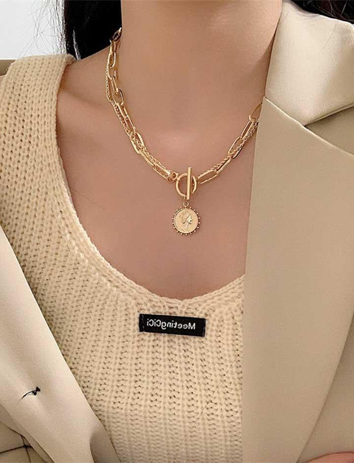 Double Layer Necklace Simple Beauty Avatar Pendant Clavicle