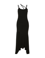 Slim High Waist   Long Backless Sling Dress