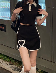 Tennis Girl Polo Short T-shirt Skirt Sports Wind Two-piece Suit