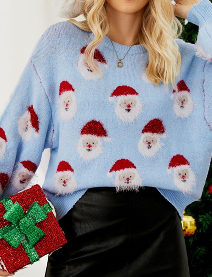 Santa Claus Head Knit Sweater