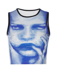 Vintage Face Print Crop Tank Top For