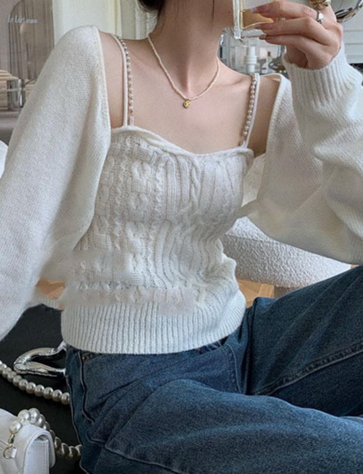Pearl Camisole Top Knit Two-piece Sweater