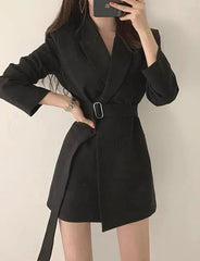 Solid Color Blazer With Belt