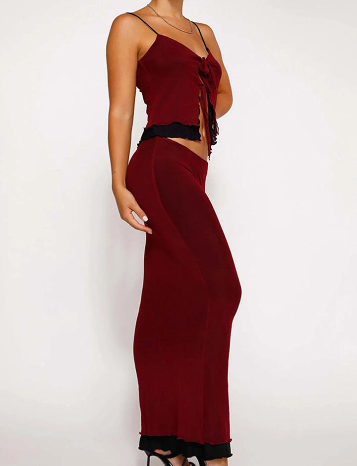 Double-deck Mesh Camisole and Midi Skirt Co ord Set