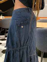 Denim Vintage Irregular Shrunk Skirt