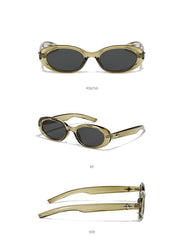 Star Embellish Chunky Oval Frame Sunglasses