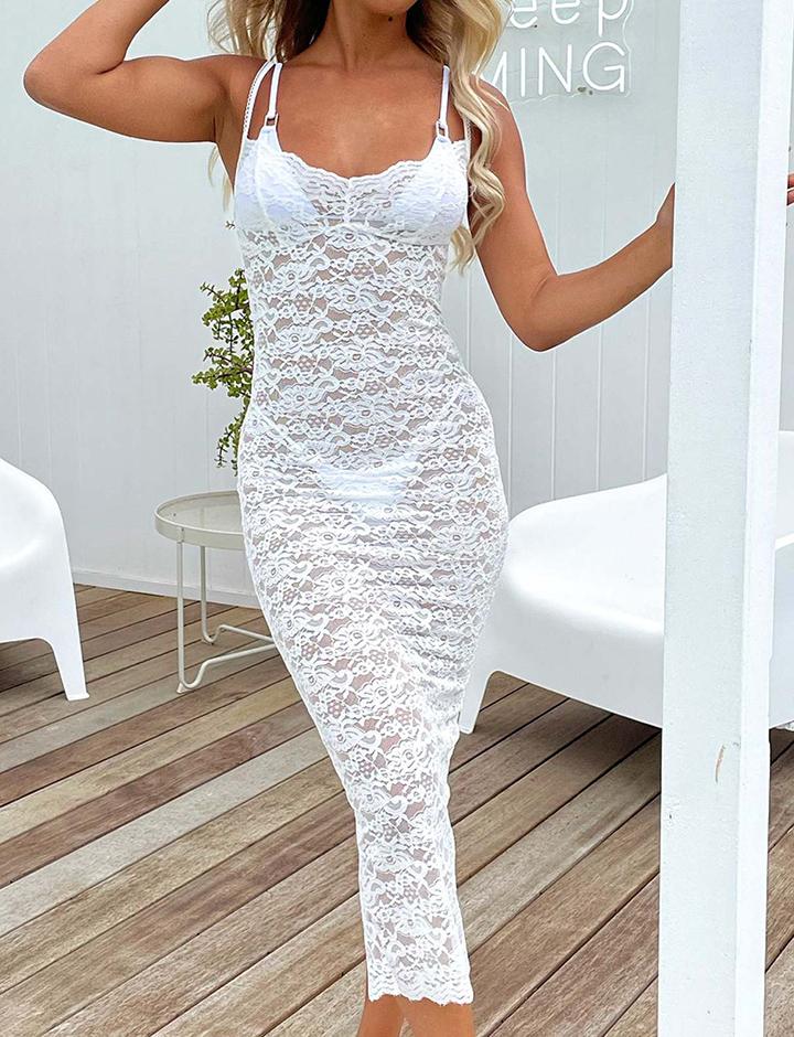 Sleeveless Lace Sling Dress Long Dress