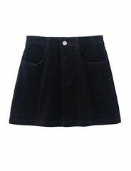 High Waist Slimming Corduroy Skirt