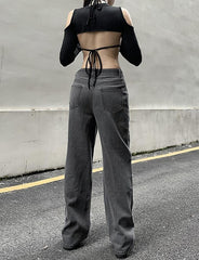 Star Patched Frayed Trim Mid Waist Jeans