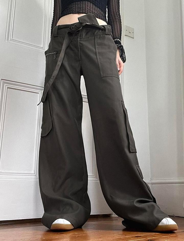 Low Waist Straight Leg Belt Cargo Pants