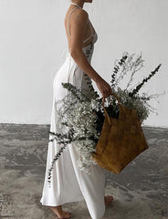 Summer Knitted Backless Slim Fishtail Strapless White Dress For