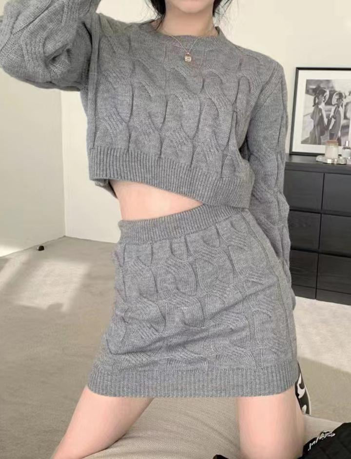 French Slim Knit Dress Two-piece Sweater