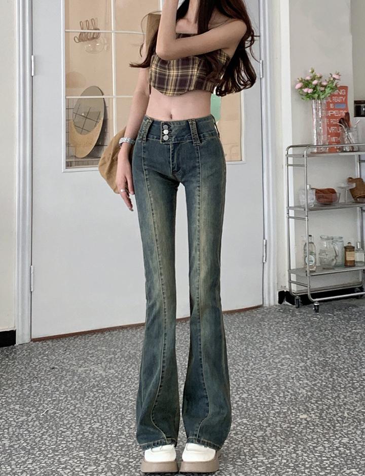 Vintage Micro Flare High Waist Slim Jeans For